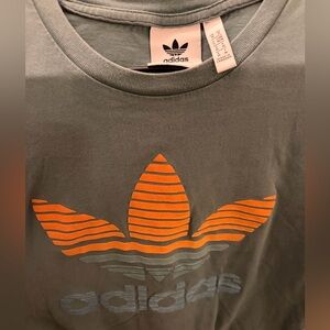 Adidas Men's Gray Tee with Orange Logo